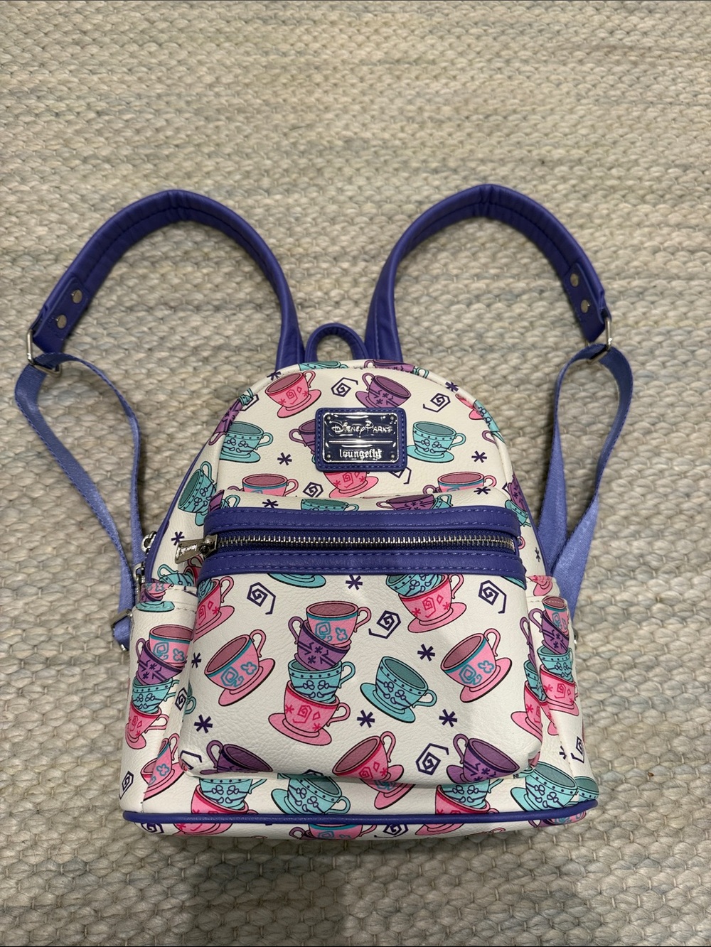 Loungefly Kids Teacup Stack Mini Backpack in Purple, Pink, Teal